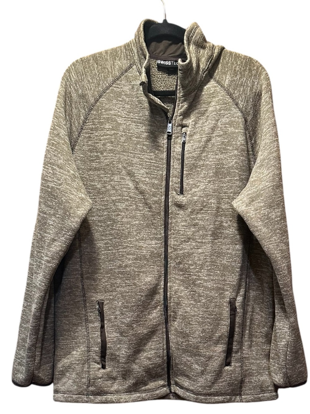 Swiss Tech Heathered Brown Full-Zip Jacket